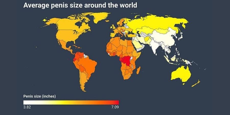 Global Average Penis Size Map By Country